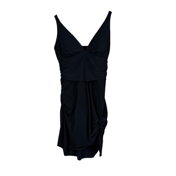 Magicsuit NWT Celine Solid One-Piece Swimdress Black Size 14 Optional Side TIe - Picture 3 of 14